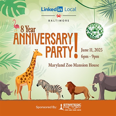 LinkedIn Local Baltimore Zoo themed flier with disco ball Photo