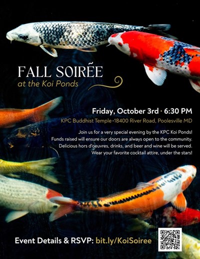 flyer with koi fish and event details Photo