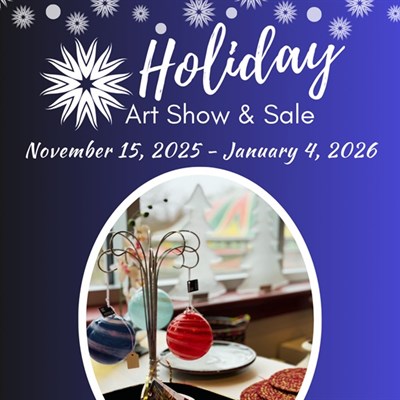 Blue Holiday Art Show Graphic. Photo