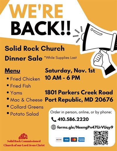 Solid Rock Church Dinner Sale | Nov. 1st, 10 AM- 6 PM | 1801 Parkers Creek Rd Photo