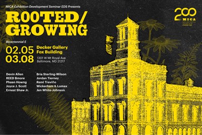 A black and yellow poster advertising the event date, location, info and artists names  Photo