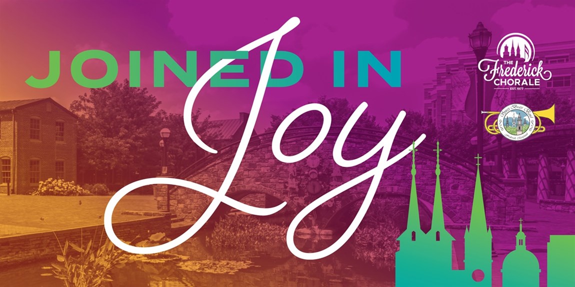 Purple background with the words Joined in Joy concert  Photo
