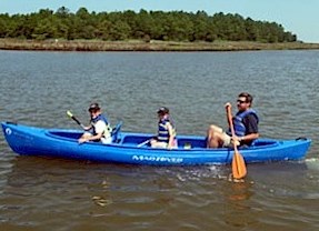 Father and children kayaking Photo
