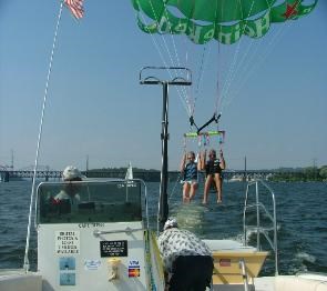 Two people parasailing Photo