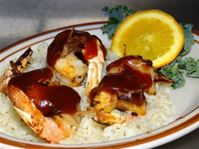 BBQ bacon wrapped shrimp Photo