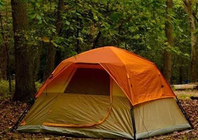 Tent in campground Photo