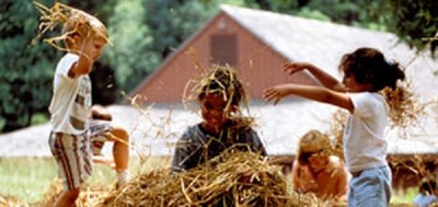 Children in hay Photo