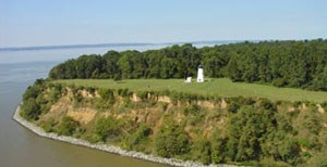 Aerial view of Turkey Point Lighthouse located at Elk Neck State Park Photo