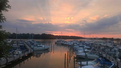 sunset over the water Photo