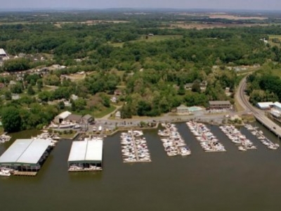 Aerial view of marina Photo