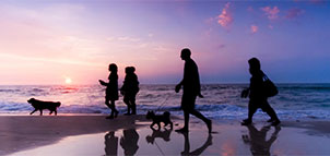 OC Visitors on the Beach at Sunset Photo