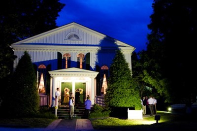 Historic Baldwin Hall night view. Photo