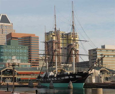 USS Constellation docked in the Inner Harbor Photo