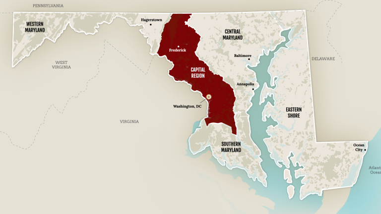 Map of Capital Region of Maryland for FHMD 