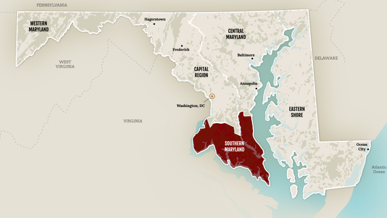 Map of Southern Maryland for FHMD