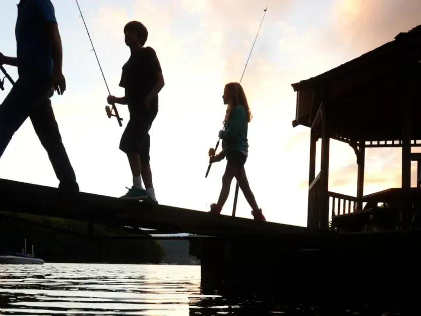 Family walking dock in Western Maryland