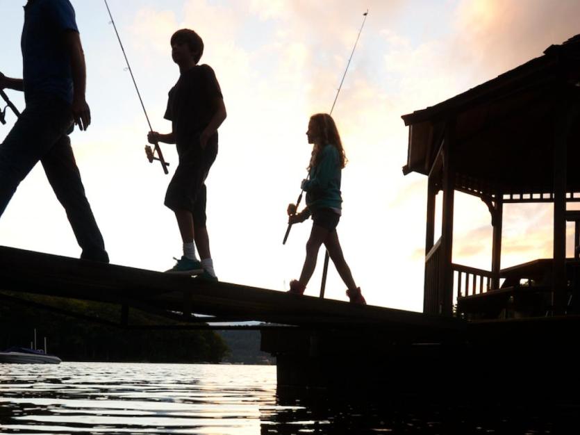 Family walking dock in Western Maryland