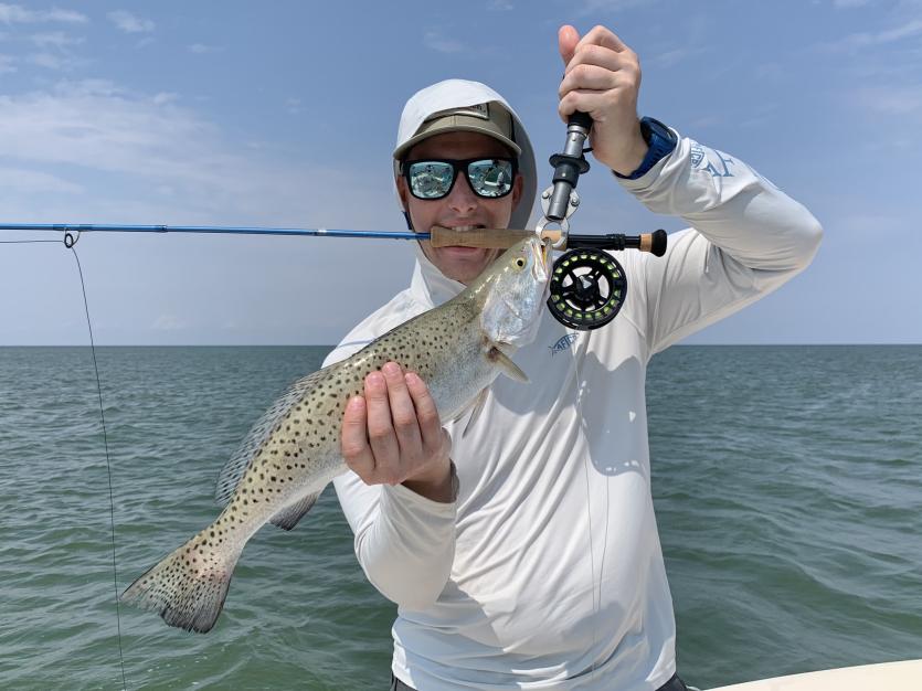 Speckled trout caught on Sage Salt 8-weight with RIO Striper Line 250 grain, at Smith Island, MD