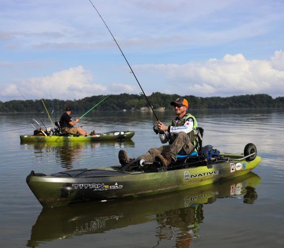 2 Guys fishing on kayaks