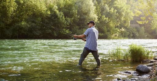 Man fly fishing in Maryland