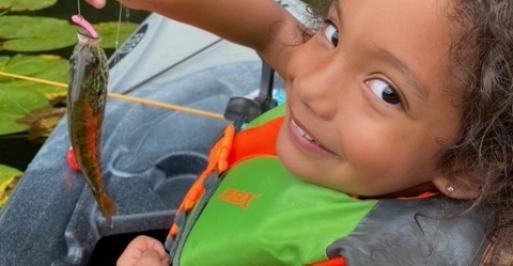 Angler Saoirse Kauffman Caught her first fish at Piney Run Reservoir