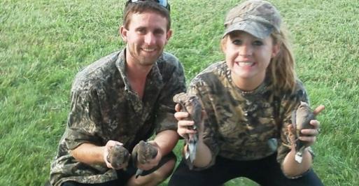 Two dove hunters in camouflage