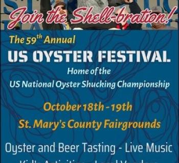 This is an event flyer for the upcoming St. Mary's County Oyster Festival including dates  Photo