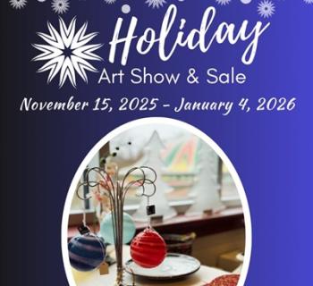 Blue Holiday Art Show Graphic.  Photo