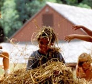 Children in hay Photo