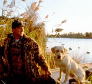 Hunter with yellow lab Photo