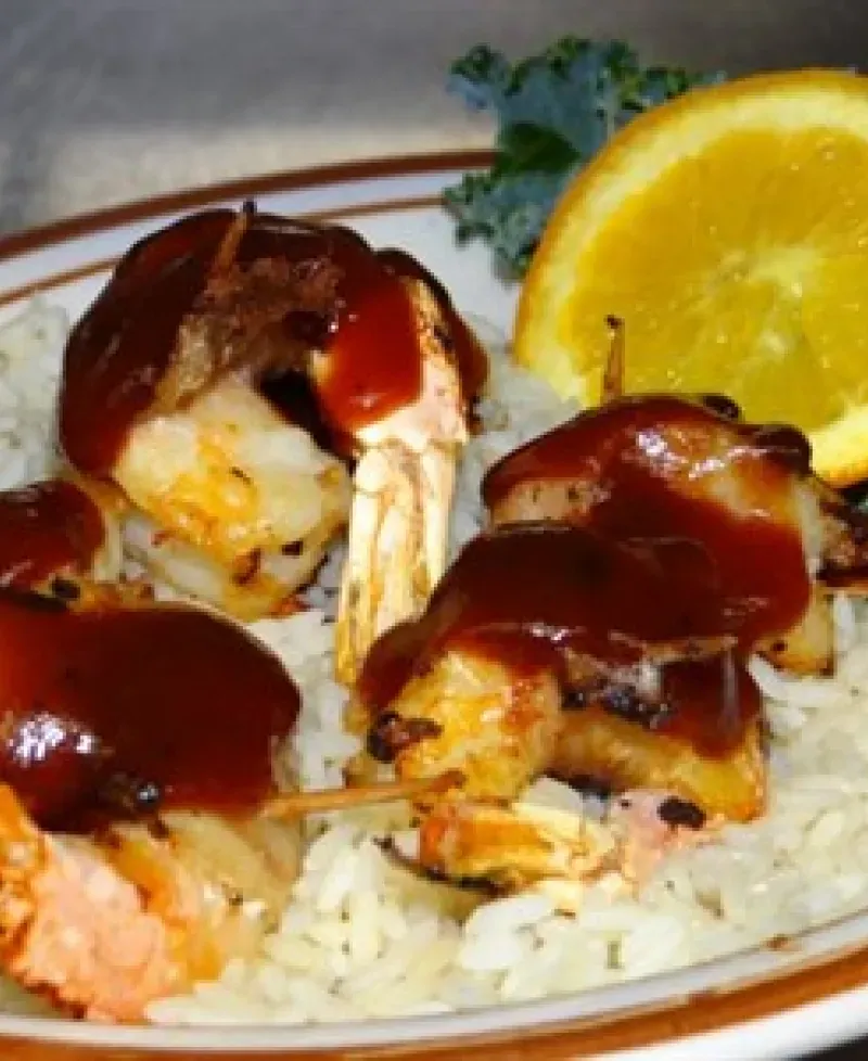 BBQ bacon wrapped shrimp Photo