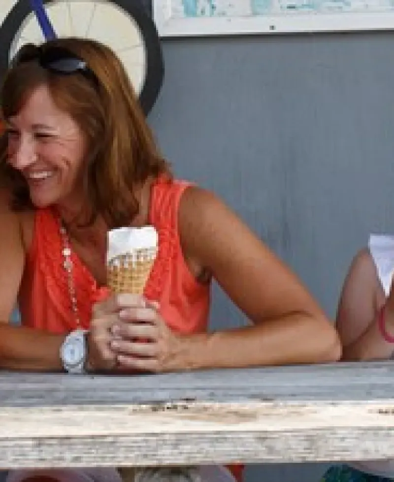 A Mother, son and daughter enjoying an ice cream cone from Scottish Highland Creamery Photo