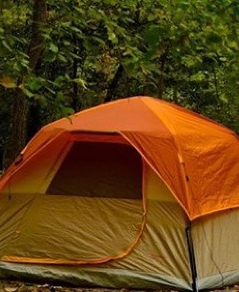 Tent in campground Photo