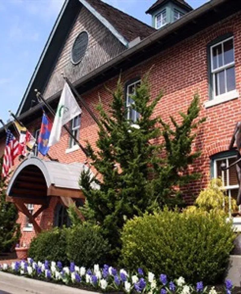 Front of Arts Barn in spring Photo