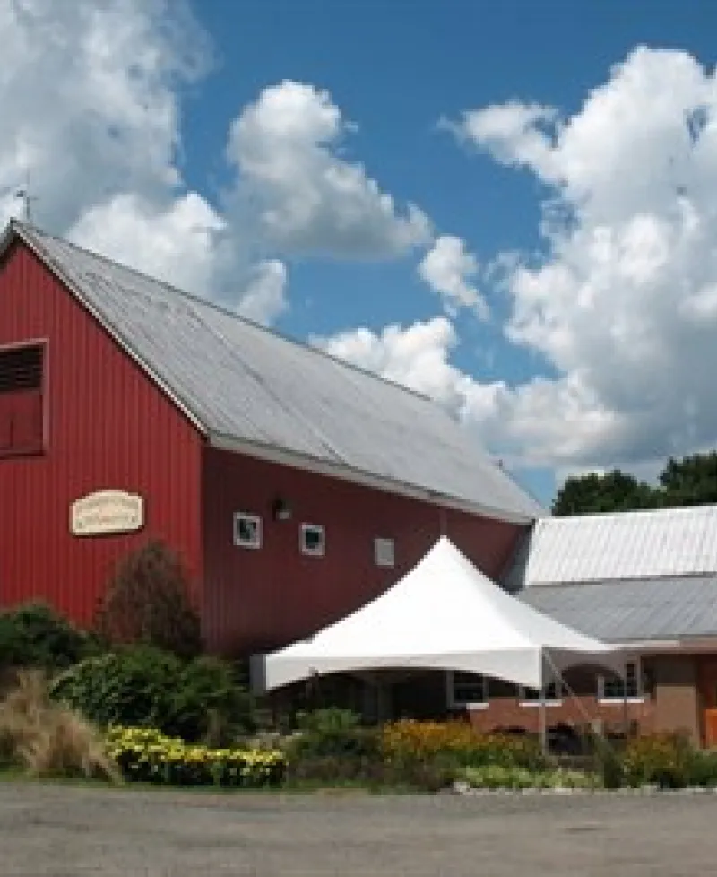 A red barn at the Fridays Creek Winery Photo