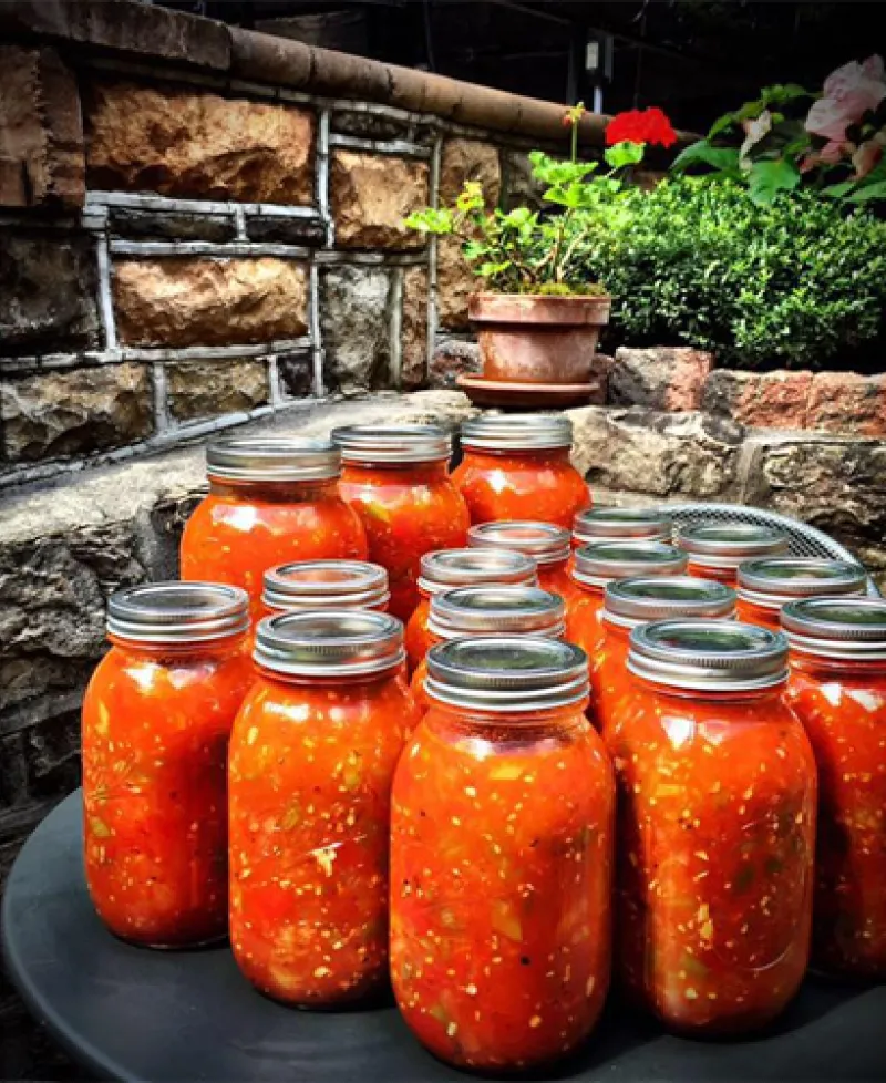 Jars of gazpacho Photo