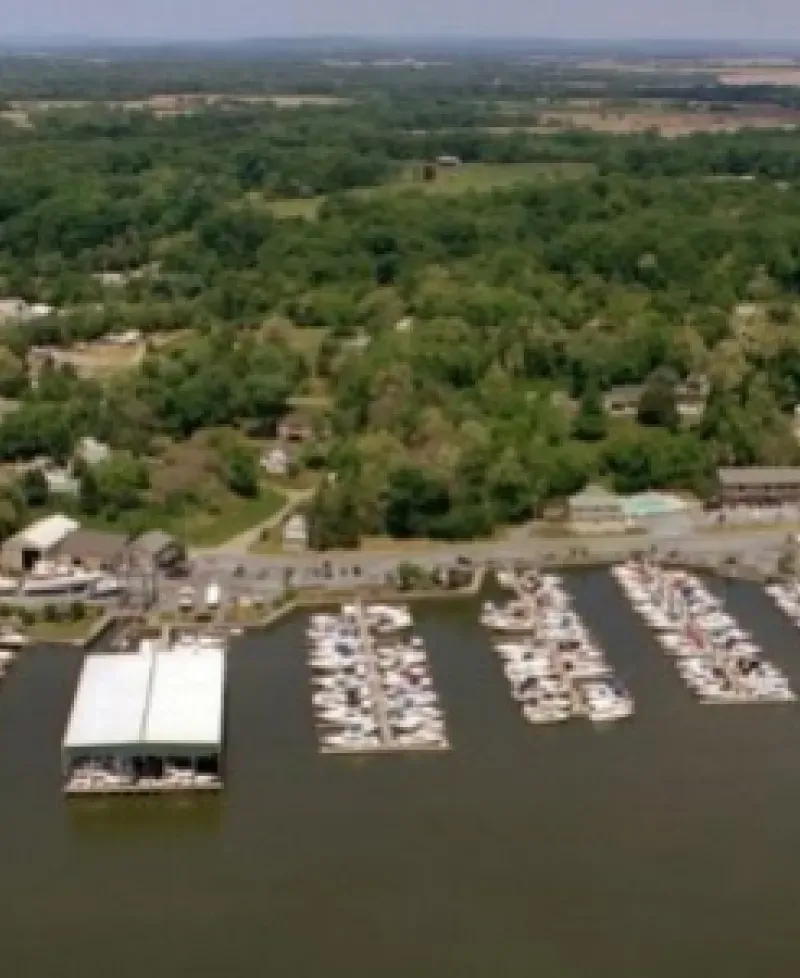 Aerial view of marina Photo