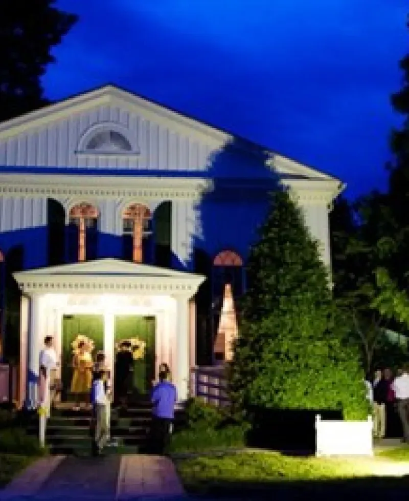 Historic Baldwin Hall night view. Photo