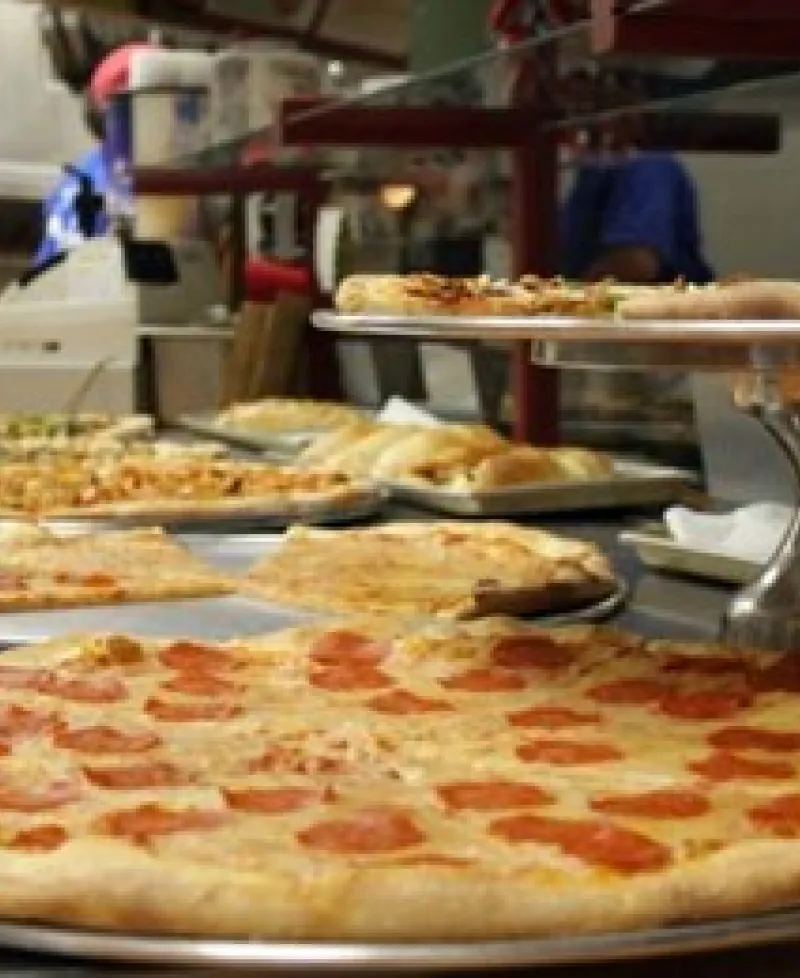 Pizza made with fresh dough daily. Photo