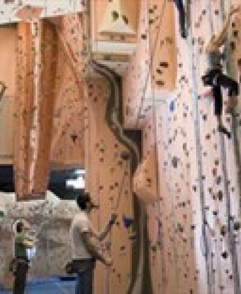 Climbers climbing interior Earth Treks' walls Photo