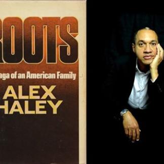 This picture is the cover of the book "Roots" and Cris Haley Photo