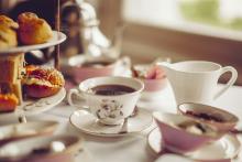 Table set for afternoon tea service. Photo