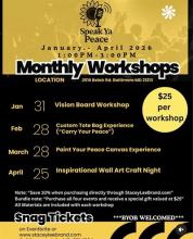 Our monthly workshops combine creativity and conversation to promote emotional wellness, self-expres Photo