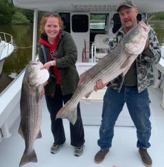 Father and daughter on fishing boat