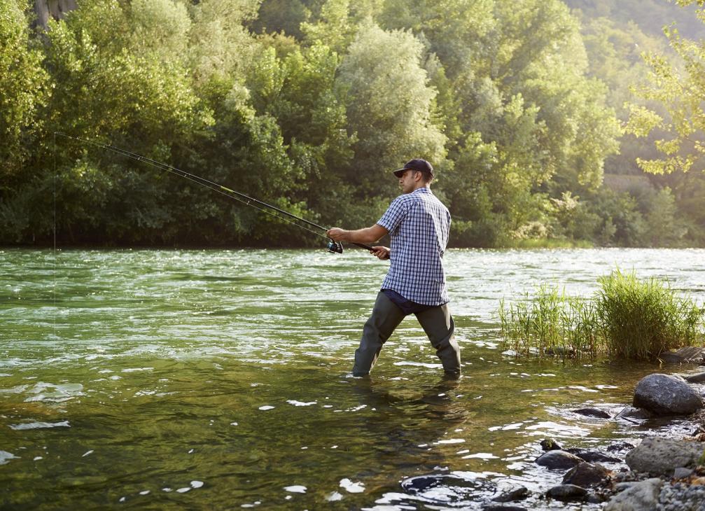 Man fly fishing in Maryland