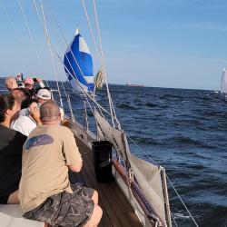 Sailing on the Schooner Woodwind while racing in the Bay Photo